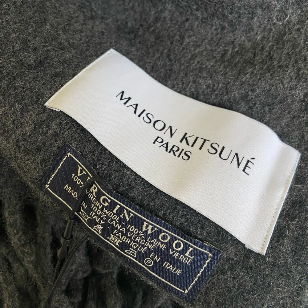 Maison Kitsuné fringed virgin wool scarf